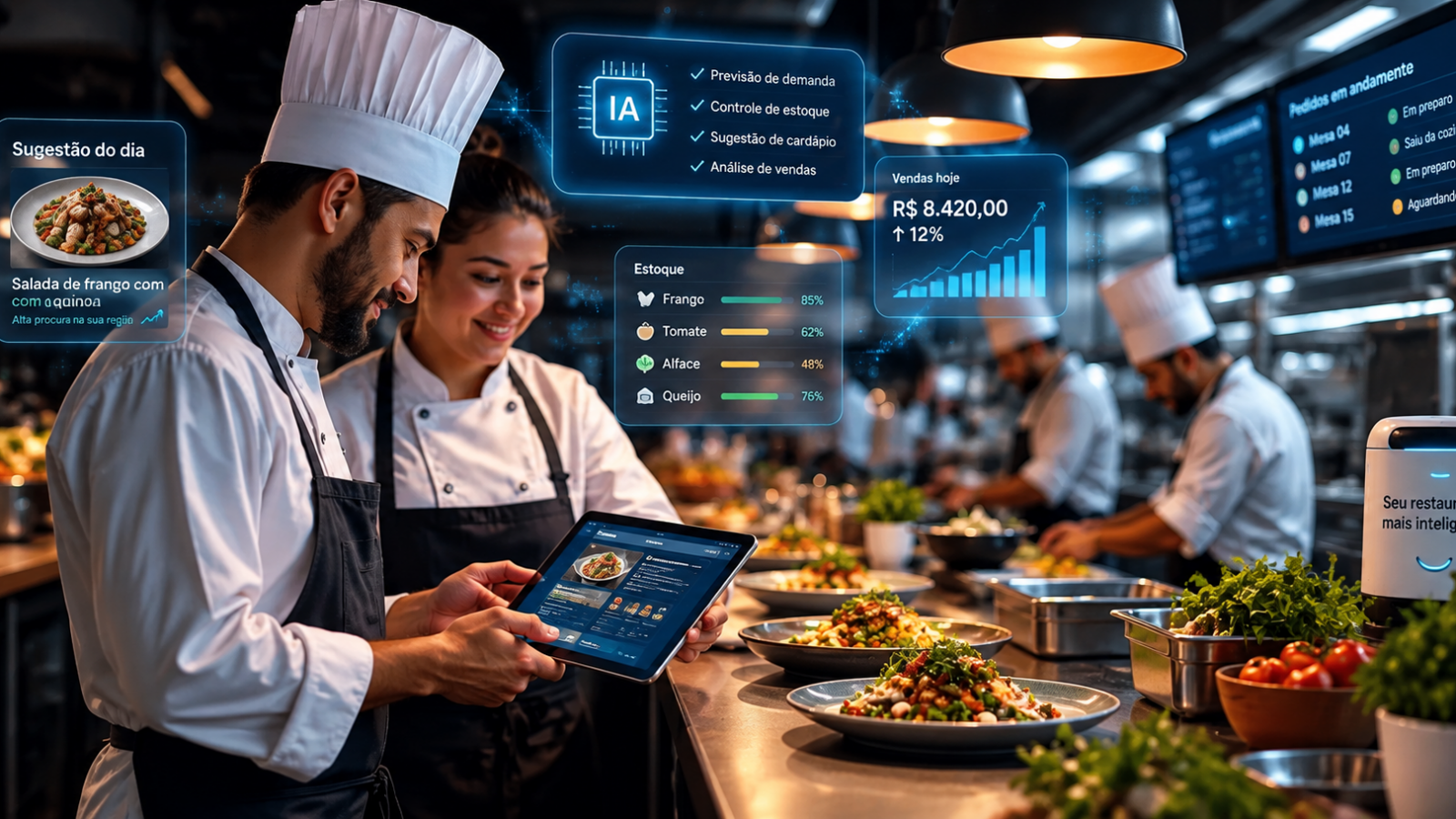 IA na equipe do restaurante