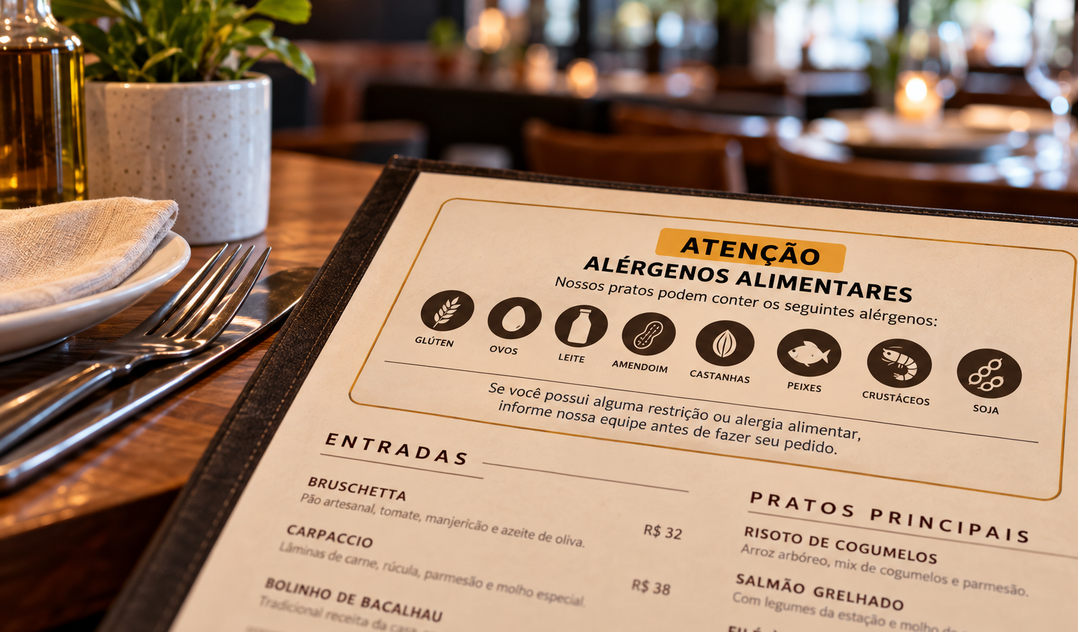 alergênicos no cardápio